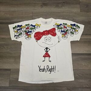 Vtg RARE Tee 90s Yeah Right T-Shirt Tee Music Nirvana Rap Girl Freaknik Bandana